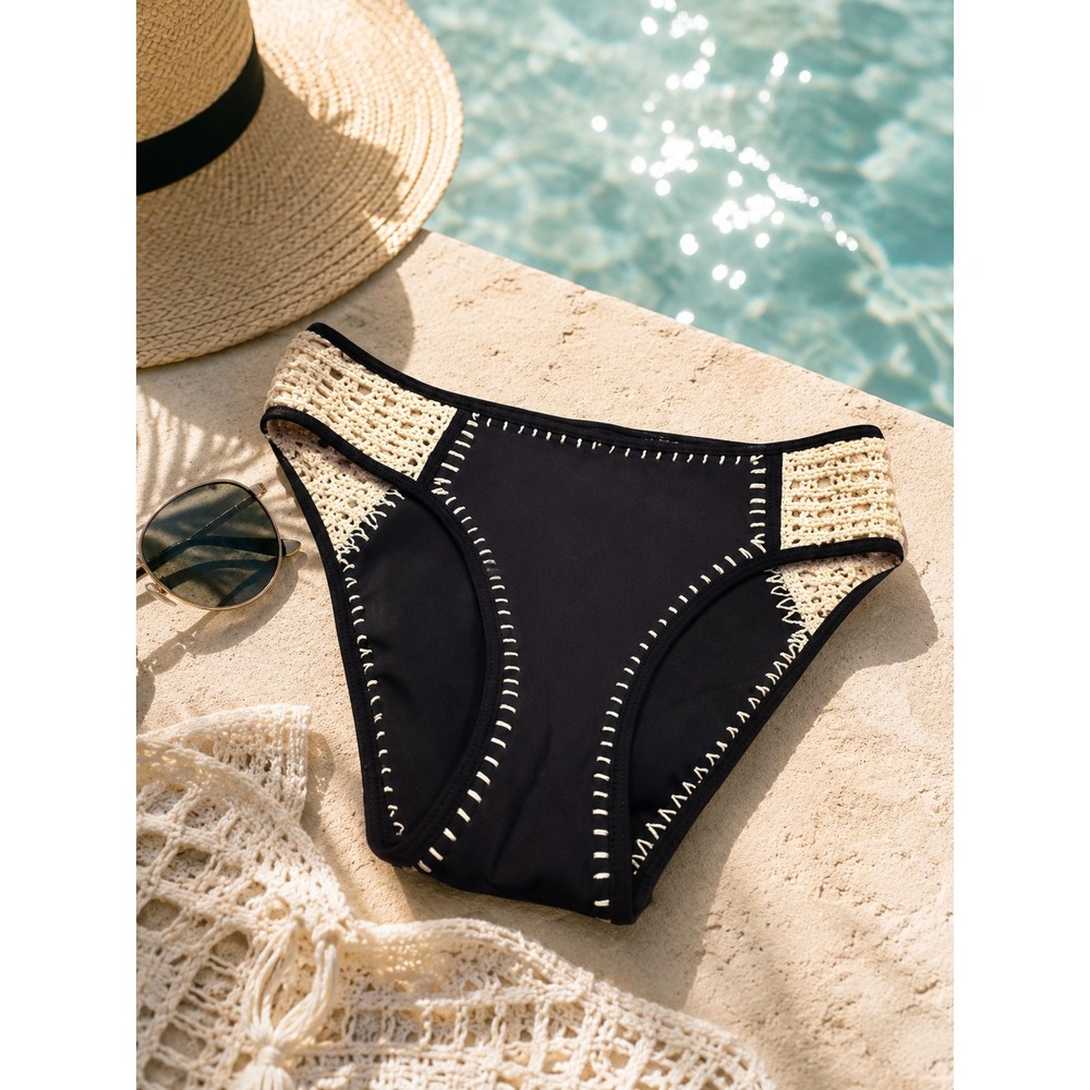 Victoria's Secret Sm Boho Crochet Trim Bikini Bottoms Coastal Resort Swimwear